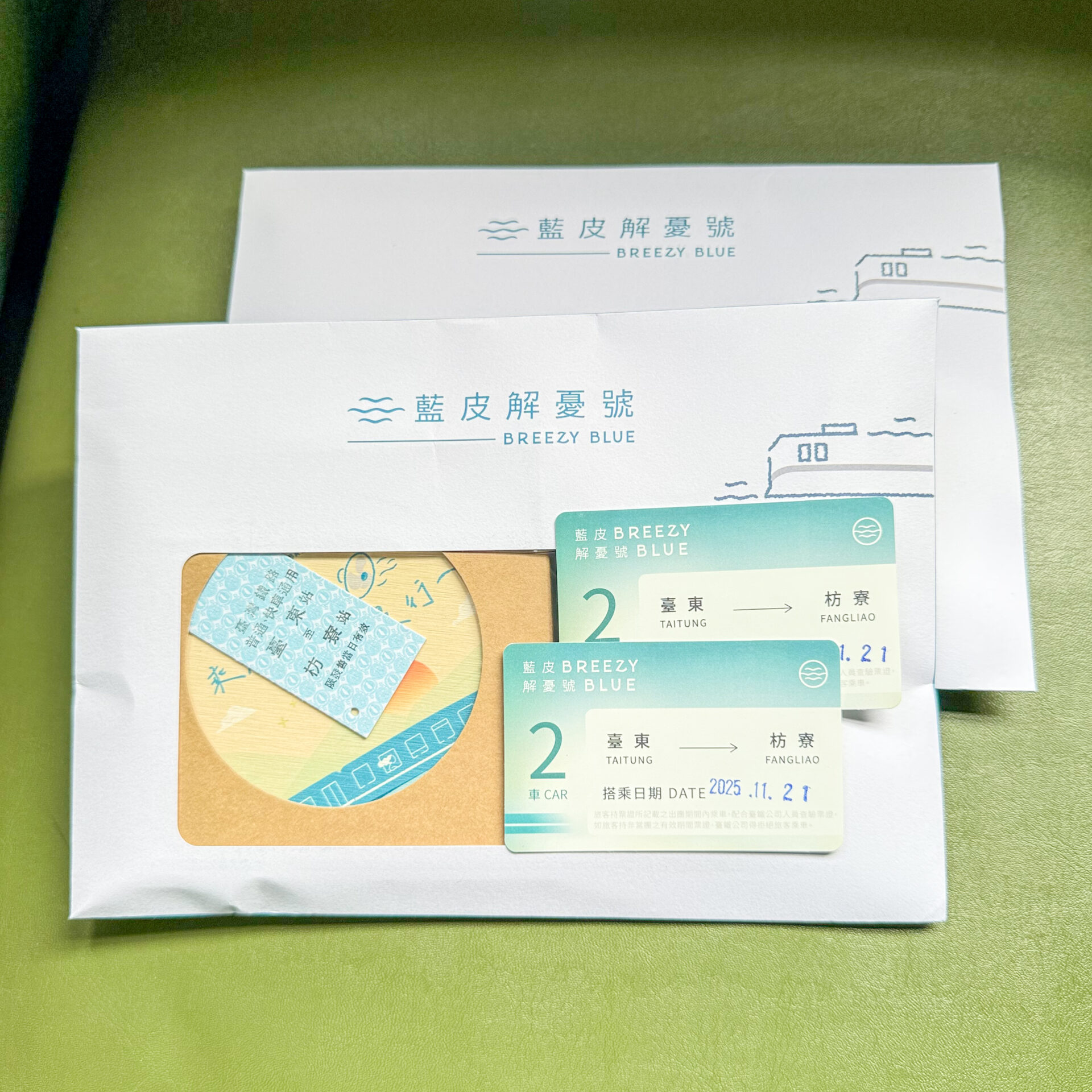 藍皮解憂號乗車証明証と記念品キット