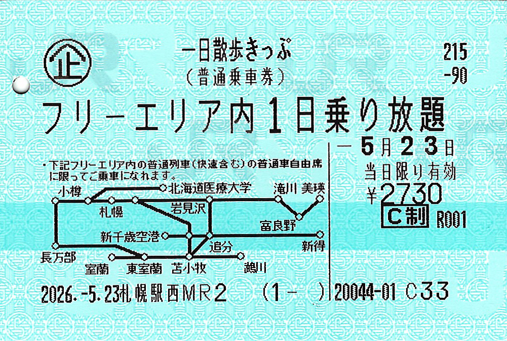 一日散歩きっぷ本券